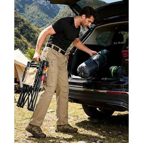 Men's Tactical Cargo Pants, Lightweight Water-Resistant, Ripstop Fabric for Hiking, Work, Outdoor Activities