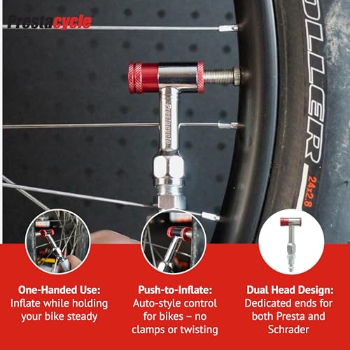 Bicycle Tire Inflator Head Mini Pro Push-to-Inflate Tool for Presta Valves - Bike Maintenance