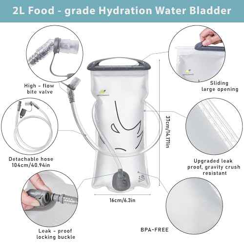 N NEVO RHINO Hydration Bladder 2L-3L,Water Reservoir for Hiking Backpack Leak Proof Water Storage Bladder,BPA-Free Water Pouch Hydration Pack for Camping Cycling Running