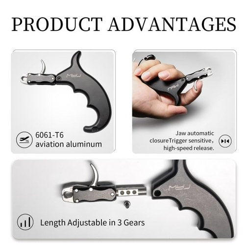 Moyujian Archery Release Using Aviation Aluminum6061-T6 Integrated Die-Casting Technology Bow Release Can Adjust Trigger Position According to Finger Length