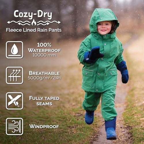 JAN & JUL Cozy-Dry Rain & Snow Pants for Toddlers 3T Fleece-Lined Black