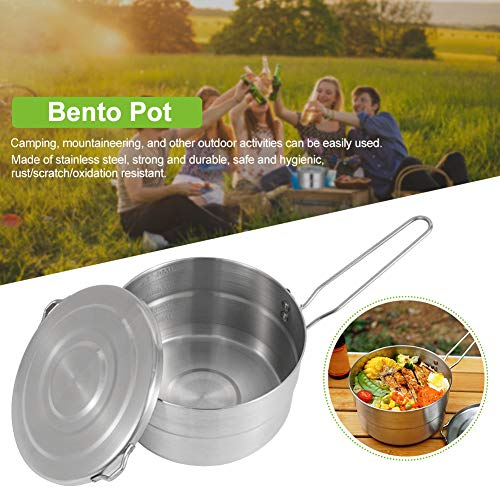 1.5L Stainless Steel Camping Pot with Lid & Folding Handle - Lightweight Outdoor Cookware