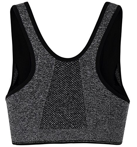 Women's Zipper Front Closure Sports Bra Racerback Yoga Bra XX-Large Grey