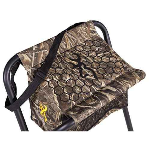 Browning SteadyReady Hunting Chair - Compact and Foldable Steel Frame Stool with Exra-Wide Angled Anti-Slip Seat and Realtree Max-7 Camo Pattern