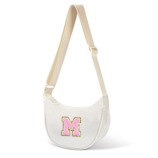 GOEWY Birthday Gifts for Women,Festivals Gifts for Her,Initial Small Crescent Crossbody Bag for Women，Anniversaries Sling Bag Travel Cute Trendy Stuff| Beige,S