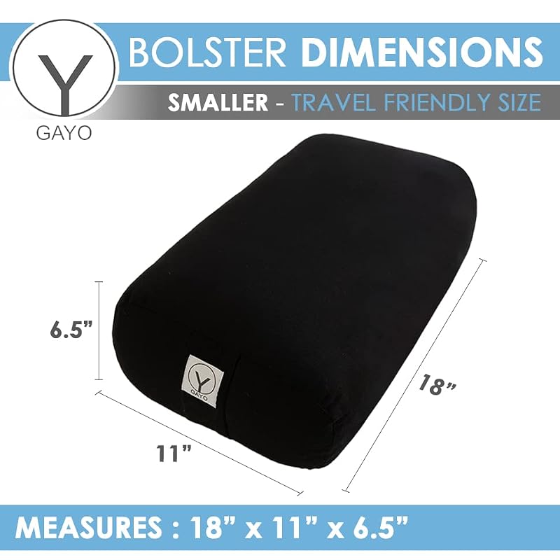 Travel Yoga Bolster Cushion Set with Washable Cover & Carry Bag - 18x11x6.5 in