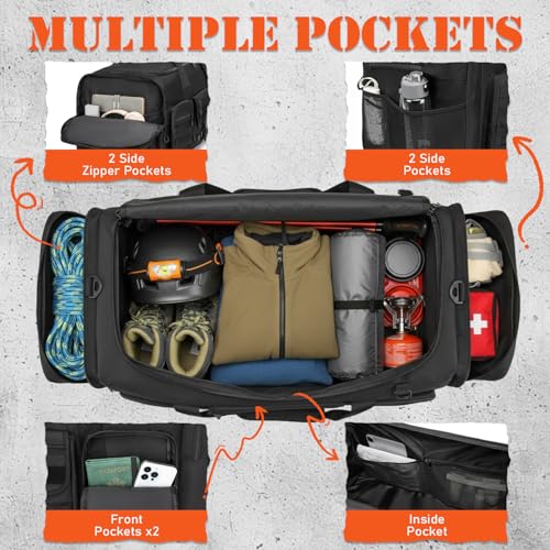 Extra Large Black Duffle Bag 132L Heavy Duty Sports Equipment Travel Bag
