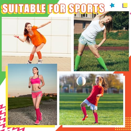 Neon Knee High Socks for Athletic Roller Skating - 4 Pairs