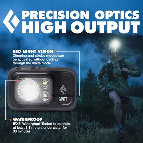 BLACK DIAMOND Spot 400 Headlamp | 400 Lumens Brightness, Dimmable | Waterproof & Durable | 3X AAA Battery Operated (Included) | Black