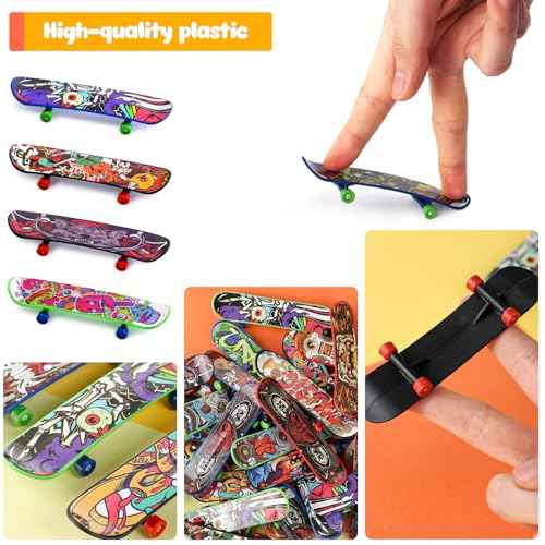 POPLAY 50PCS Mini Finger Skateboards, Finger Boards Toy Mini Skateboard for Kids Party Favors, Birthday Goodie Bag Stuffers, Classroom Prizes Exchange Gifts