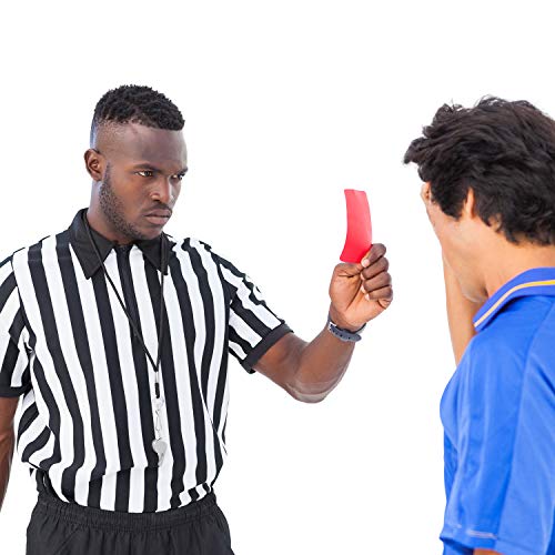 Syhood Men's Referee Shirt Stripe Umpire Jersey, Penalty Flag and Whistle for Football Soccer Sports and Halloween Cosplay(Large)