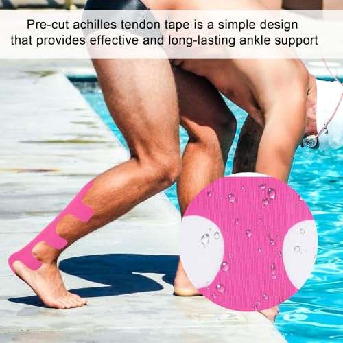 Pink Precut Kinesiology Tape for Achilles Tendon Support - 12 Pack