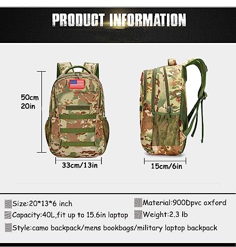 4land Camouflage Backpack for Boys 40L Army Bookbag - A-jun Variation