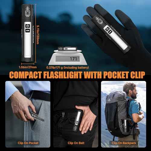 Banral Rechargeable Magnetic Small Flashlights High Lumens - Super Bright Powerful LED Tactical USB C Flashlight, 8 Modes, Dual Button Waterproof Pocket Flash Light for Emergency, Car (2, Black)