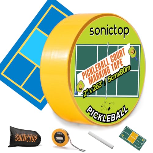 Yellow Pickleball Court Marking Tape Kit 2" x 263ft for Outdoor & Indoor Courts - 5PCS