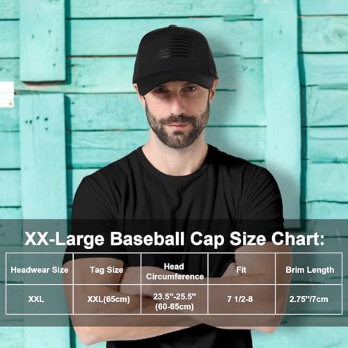 XXL American Flag Trucker Hat for Big Heads Mesh Snapback Black - XX-Large