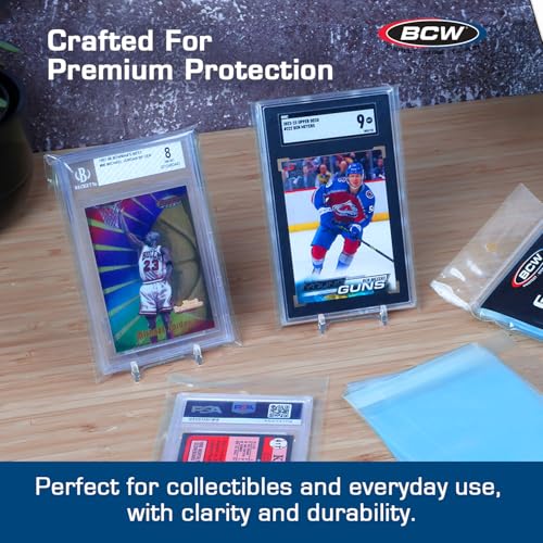 300 Pack Resealable Card Sleeves for Graded Cards - Acid-Free Polypropylene, 3¾ x 5½ with 1” Flap