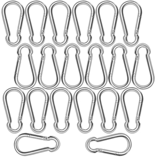M5 1.97 Inch Stainless Steel Carabiner Clips, Spring-Snap Hooks, for Keychains Camping Fishing Hiking Traveling, Set of 20