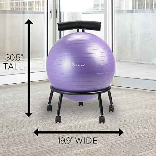Gaiam Custom-Fit Balance Ball Chair - Exercise Stability Ball Adjustable Desk Chair for Home or Office with 55cm Yoga Ball, Air Pump, Exercise Guide and Satisfaction Guarantee