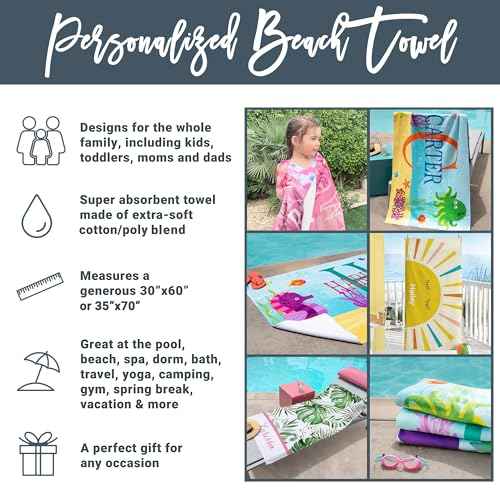 Let's Make Memories Personalized Beach Towel - Custom Cotton/Poly Blend Pool Towel - Personalize with Your Name - Standard Size - Hot Pink