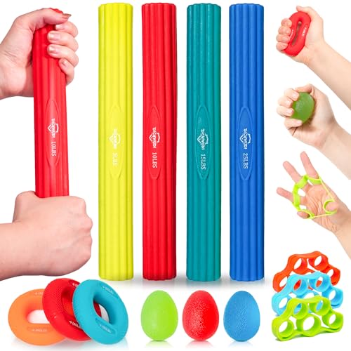 Green Resistance Therapy Bar Set for Grip Strength & Pain Relief - 13 Levels