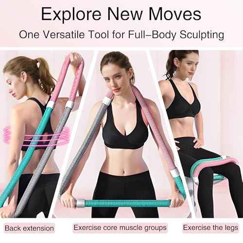 Weighted Soft Spring Hula Hoop for Adults, 3lb Foldable for Home and Travel, Portable Slimming Fitness Hoop for Weight Loss, Waist-Friendly Design, Upgraded Closed Silent Version
