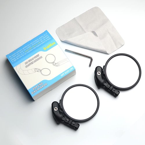BriskMore Black Convex Rearview Mirrors, 2PCS Adjustable Handlebar Bicycle Mirrors for Road, Mountain, Scooter Bikes