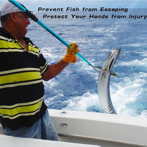 SANLIKE Telescopic Fishing Gaff Aluminum Pole Stainless Steel Hook - Blue, 55 Inch