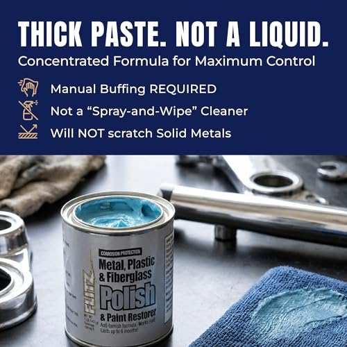 Flitz Metal Polish Paste 1lb for Chrome, Stainless Steel & Aluminum - Solid Metal Cleaner