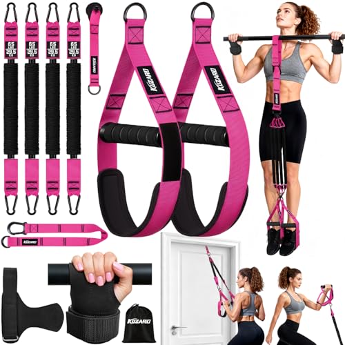 Purple Resistance Bands for Pull Up Assistance - Heavy Duty Exercise Set with Handles & Door Anchor
