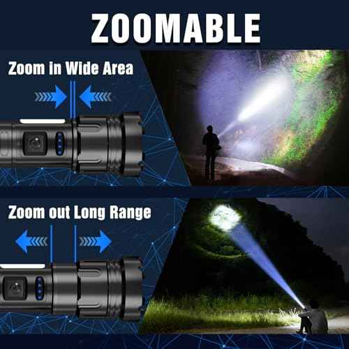 Led Flashlight Super Bright Flashlights Rechargeable High Lumens Torch 5 Modes Zoomable Waterproof for Camping Kids Adults Outdoor Hiking Emergency (L377-1pack)