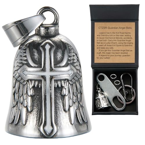 White Motorcycle Guardian Angel Bell Lucky Charm for Riders