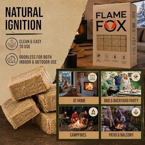 Fire Starter Cubes 160 pcs - Quick Natural Waterproof Long Burn for Campfires BBQ Fireplace