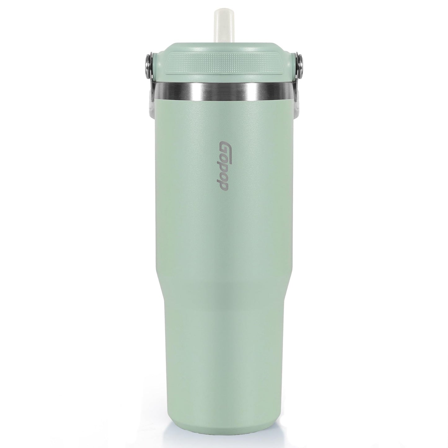 Simpleasy 30 oz Tumbler with Flip Straw - Vacuum Insulated Stainless Steel Water Bottle for Home, Office or Car - Reusable Cup with Straw Leakproof Flip, Cold up to 24h, Mint