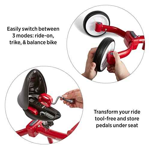 Toddler Bike, Kids Bike, Tricycle Toddler Toys for Ages 2-4, Baby Toy, Radio Flyer Triple Play Trike, for Ages 1-3 Years, Red