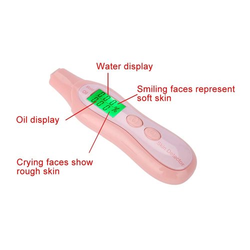 Naroote Skin Hydration Tester, Digital LCD Display Precision Skin Sensor Tester Corneometer Skin Hydration Facial Water Oil Analyzer (White) (Pink)