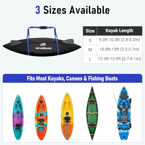Waterproof Kayak Cover for 9.3-10.5 ft Kayaks - Black, Heavy-Duty Outdoor Storage