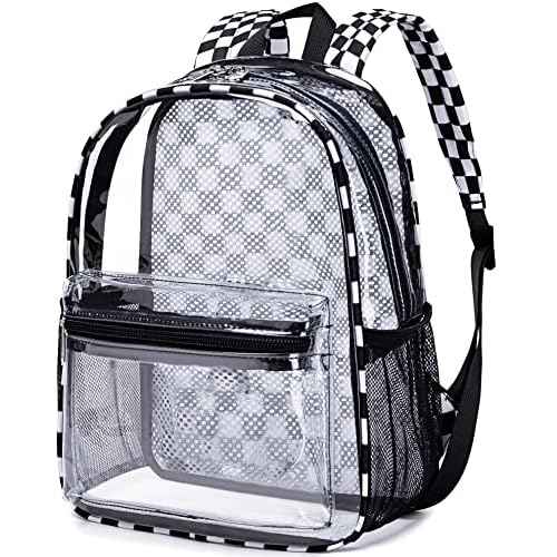 Clear Mini Backpack for Stadium Events 12x12x6 Small Transparent Backpacks Plastic See Through Clear Bag for Concerts Work Festival Security Travel