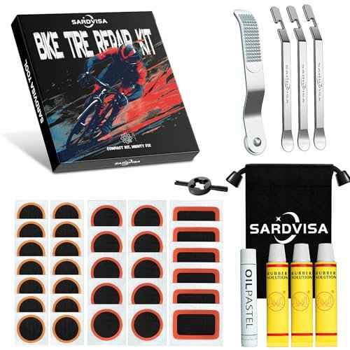 40 PCS Bike Tire Repair Kit, Bicycle Inner Tube Puncture Patch Kit with 30 PCS Tire Patches & 3 PCS Stainless Steel Tire Levers, Portable Bike Tire Patch Kit for Mountain and Road Bike