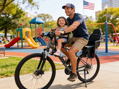 Child Bike Seat Front Carrier for Kids Ages 2-4, Weight 55 lbs, Fully Enclosed Safety Rail