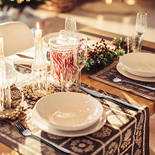 E-far Black Stainless Steel Flatware Set - 20-Piece Service for 4 with Streamlined Handle
