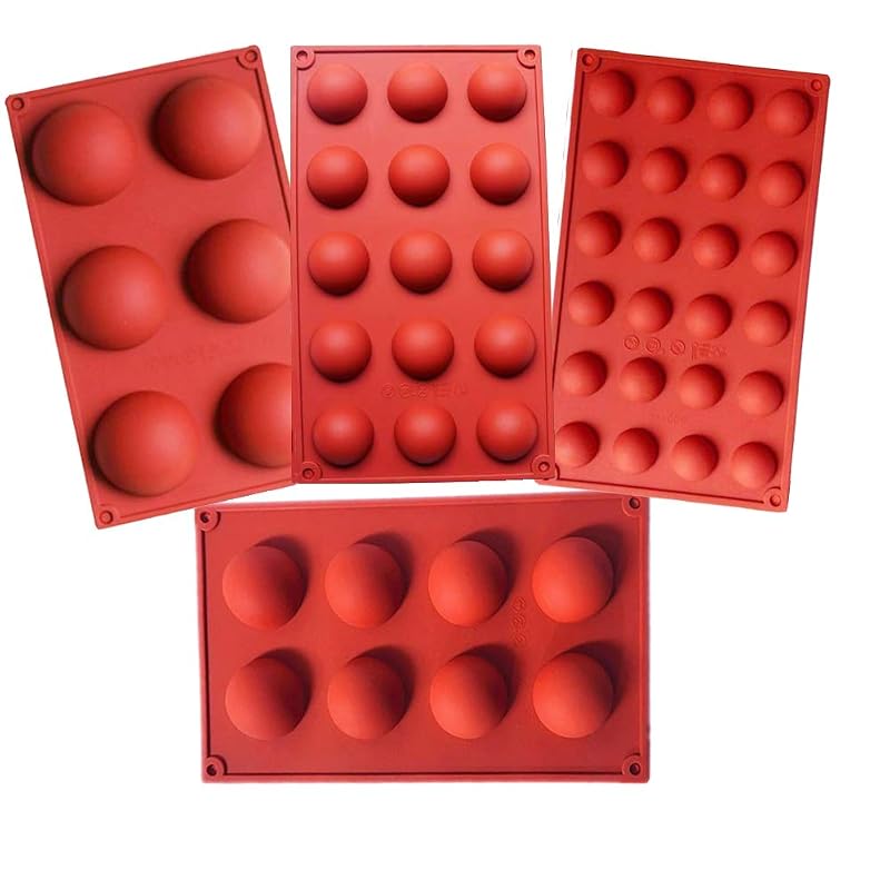 Shxmlf Semicircle Silicone Mold 4-Pack – Half Sphere Cake, Mousse & Gummy Molds Set