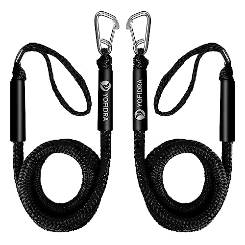 Black 6ft Bungee Dock Line for Boat, Kayak, Jet Ski with Stainless Steel Clip