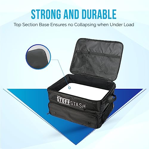 Golf Trunk Organizer for Car - Ventilated Shoe Compartment, Adjustable Dividers & Mesh Pockets