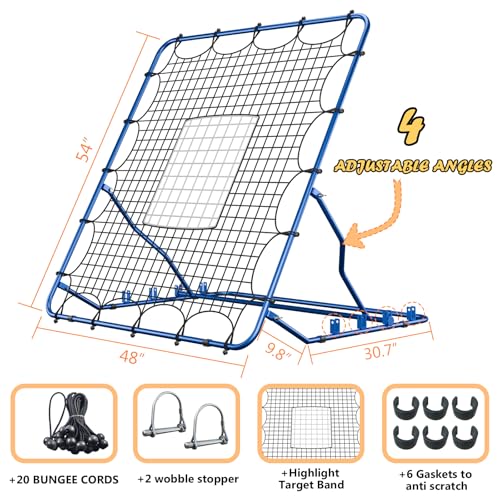4x4.5 ft Baseball Rebounder Net with Adjustable Angles & Dual Strike Zones