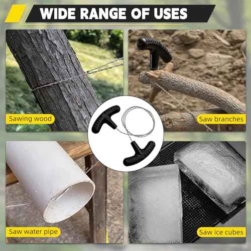 Stainless Steel Wire Saw with Plastic Handles,27.5'' Cable Saw Hand Pocket String Emergency Outdoor Survival Rope Cutting Tools for Camping Hiking and Cutting Trees & Wood