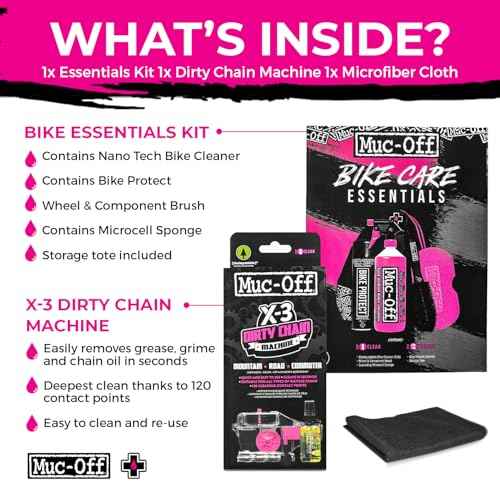 Muc-Off Bike Care Essentials Kit & X-3 Dirty Chain Machine Bundle | Complete Bicycle Cleaning Kit with Nano Tech Bike Cleaner, Brushes & Chain Cleaner Tool | Deep Clean for MTB, Road & Gravel Bikes