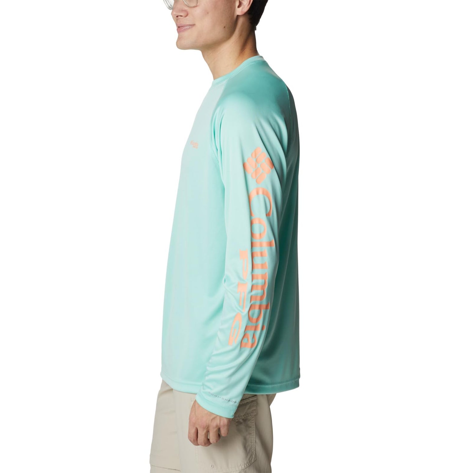 Columbia Men's Terminal Tackle Long Sleeve Shirt, Mint Cay/Bright Nectar Logo, 3X Big