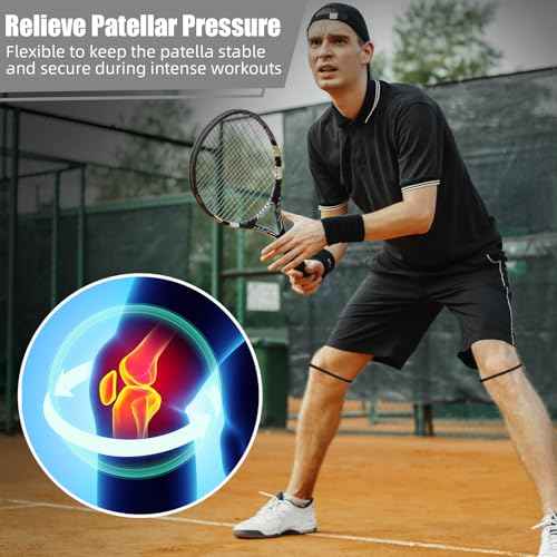 Silicone Patella Knee Band for Basketball Patella Tendon Support Knee Pain Running Tendon Brace Support Strap(2,Black,M)