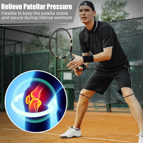 Patella Knee Support Strap - Black, Medium - Basketball & Sports Injury Prevention